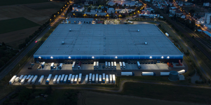 Aerial View Warehouse Night