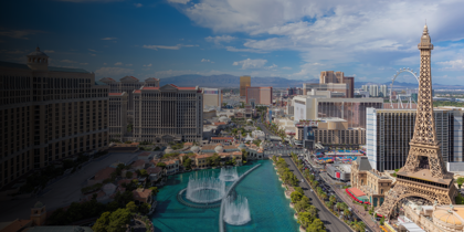 Panoramic View Of Las Vegas Strip At Sunny Day