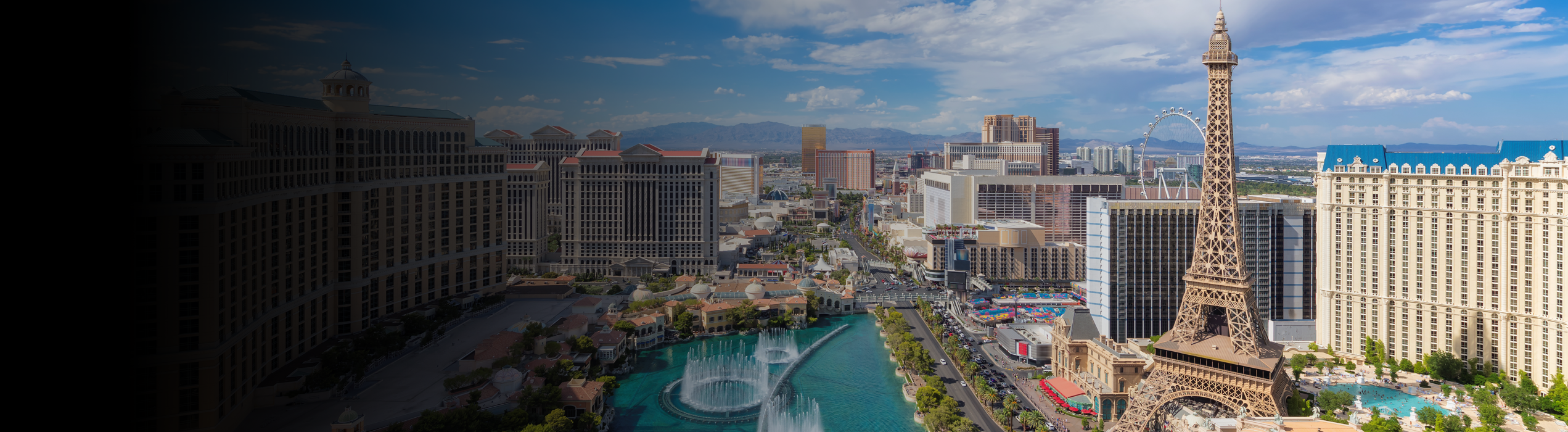 Panoramic View Of Las Vegas Strip At Sunny Day