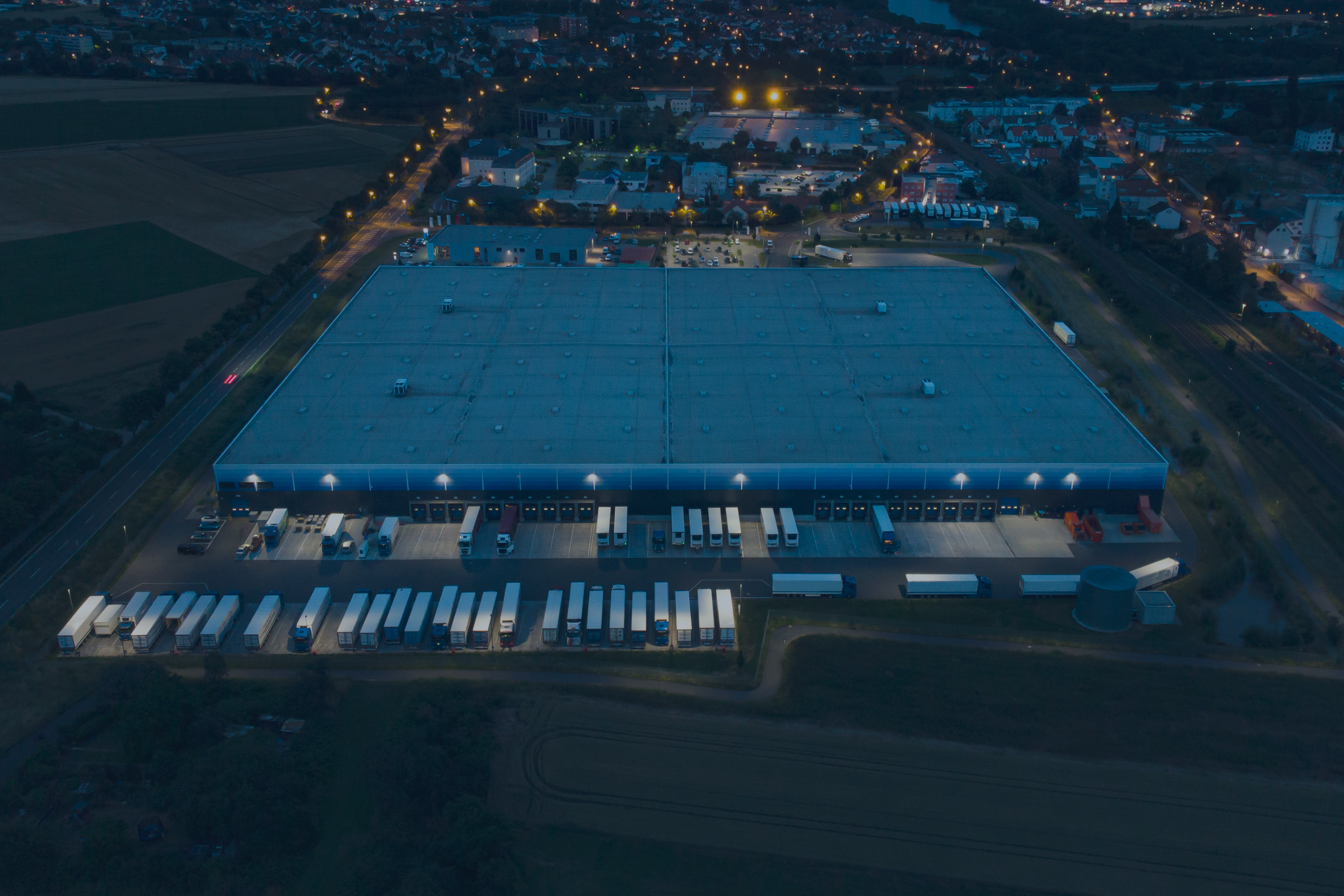 Aerial View Warehouse Night