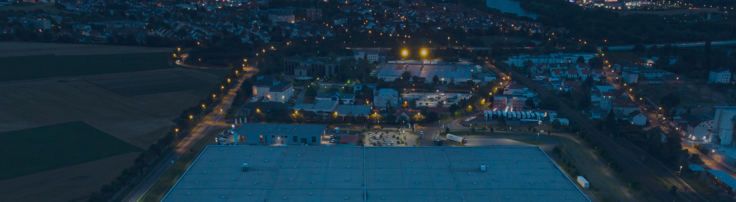 Aerial View Warehouse Night